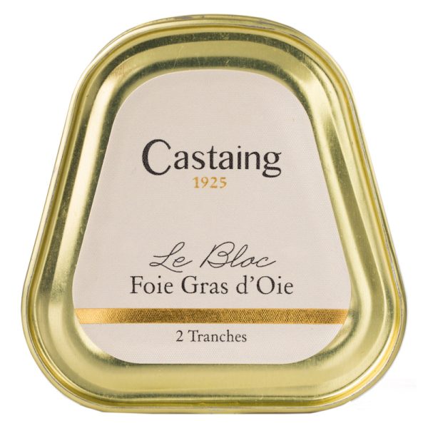 Castaing Block of goose liver tin with 2 slices 75g