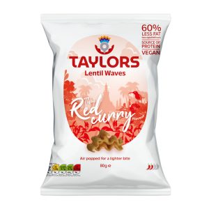 Chips de Lentilhas Ondulados com Caril Vermelho Thai Taylors Snacks 80g