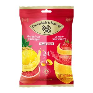 Rebuçados  de Toranja e Ananás Recheados com Limão e Morango Cavendish & Harvey 75g